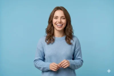 Ragazza con denti bianchi
