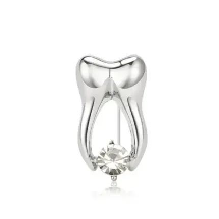 Spilla molare argentato con brillante