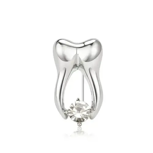 Spilla molare argentato con brillante